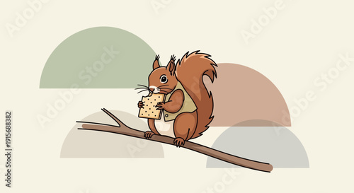Cute Squirrel Enjoying a Cracker on a Tree Branch