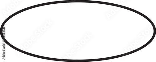 Thick black oval outline on a plain white background also transparent background shape geometric