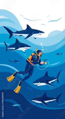 Diver Encounters Majestic Sharks In Deep Ocean Waters