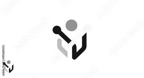 Minimalist logo design featuring a stylized person holding a microphone.