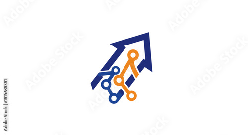 Abstract geometric shapes forming an upward arrow symbolizing growth and progress.