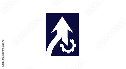 Free Download White arrow pointing upwards on dark blue background with gear icon. - GFXLoad
