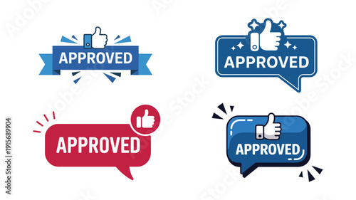 Four approved badges with thumbs up like