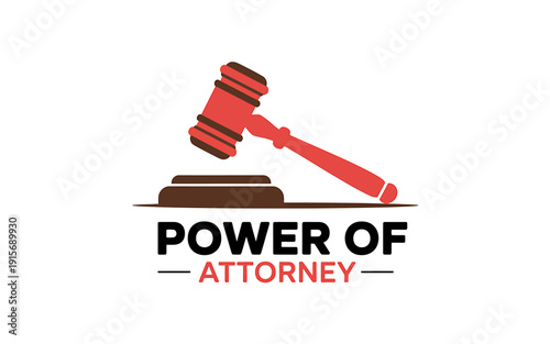 Power of attorney concept with judge gavel on sound block