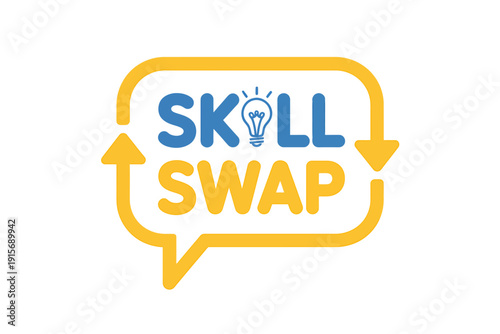 Skill Swap concept with speech bubble and light bulb symbol