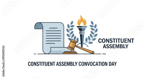 фотографія Constituent Assembly Convocation Day gavel torch laurel wreath