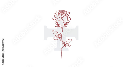 Red line of a rose on a spool of thread line spool of thread sewing embroidery