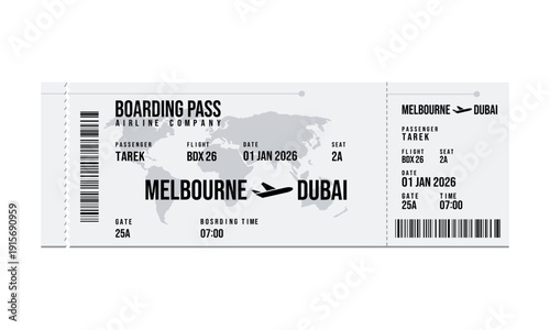 Melbourne to dubai boarding pass airplane airline airport