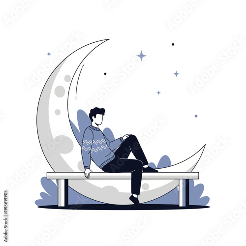Dreamy Serenity Contemplating The Celestial Body Under Starlit Skies