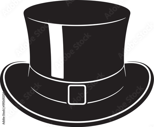 Top hat with wide brim and buckle isolated on transparent background