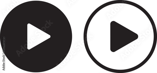 Play Icons: A set of play icons in both black and white, suitable for a variety of media applications and digital interfaces, these icons are clear and intuitive.