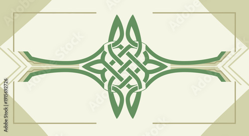 Elegant Celtic Knot Design Backdrop Subtle Green Hue Intricate Pattern