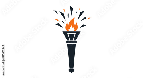Energetic Torch Flame Represents Competition and Victory