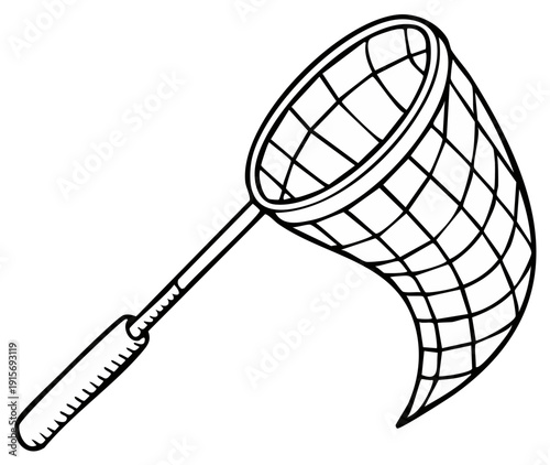 Cartoon drawing of an empty butterfly net