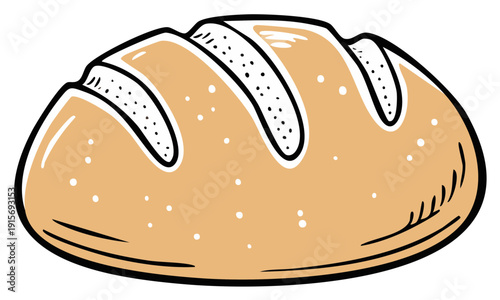 Freshly baked bread loaf illustration