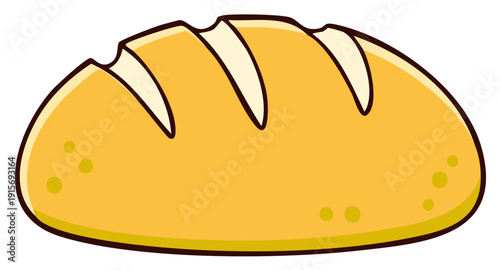 Cartoon Bread Loaf Baked Good Isolated Illustration Simple