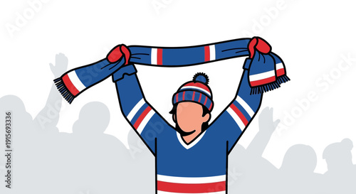 Enthusiastic Fan Waves Scarf In Celebration Among Spectators