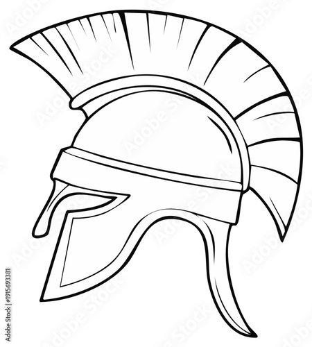 Ancient Greek Spartan Helmet Line Art Symbol Fierce Warrior Head Protection