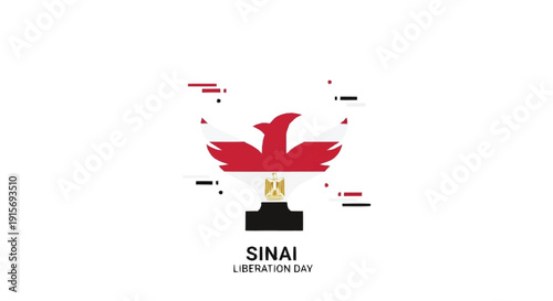 Sinai Liberation Day eagle with red white and black colors red and white wings black pedestal