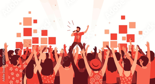 Energetic Crowd Cheers For Singing Artist On Stage