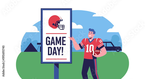 Excited Football Player Ready For Game Day Advertisement