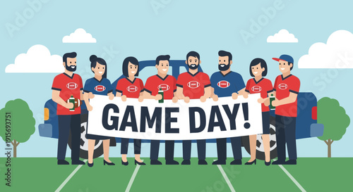 Excited Friends Gather For An American Football Game Day Celebration