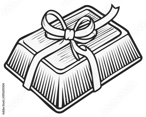 Gold Bar Tied With Ribbon and Bow