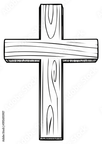 Wooden cross illustration isolated on white background