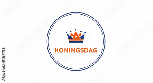 Orange blue crown with K O N I N G S D A G text in circle KONINGSDAG