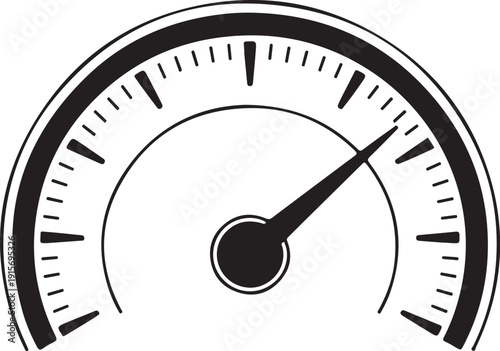 Realistic speedometer gauge with needle indicating mid range measurement isolated on transparent background vector