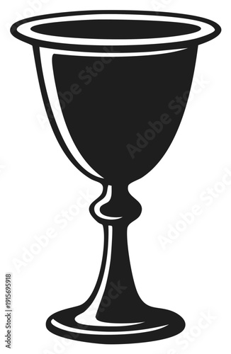 Vintage goblet silhouette black and white vector illustration of a medieval chalice or trophy cup