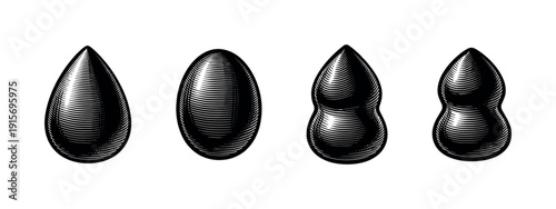 Flat vector icons set: vintage etched shapes collection for design and illustration