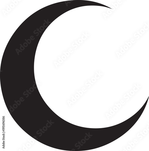 Crescent moon shape isolated on transparent background in gray color vector