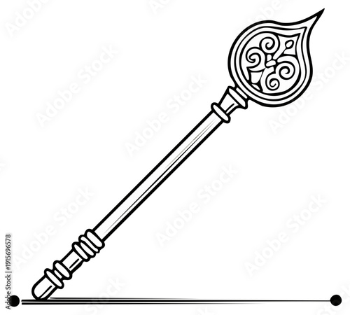 Ornate Spear Weapon with Decorative Finial and Handle