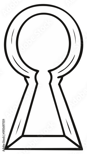 Antique ornate keyhole silhouette for entry access and security concept