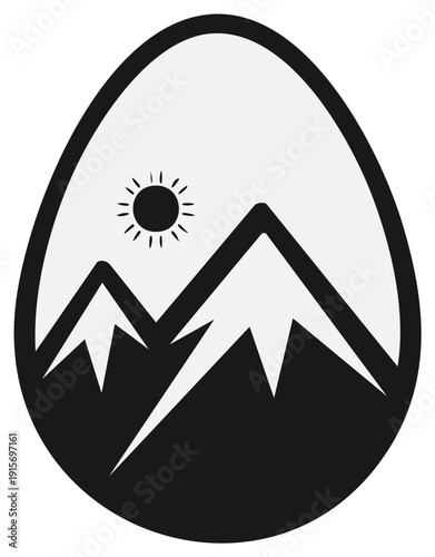 Abstract mountain landscape with sun inside an Easter egg shape graphic design Free Download Abstract mountain landscape with sun inside an Easter egg shape graphic design - GFXLoad
