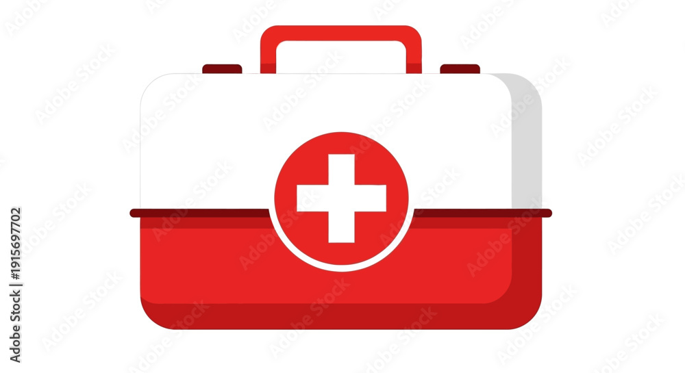 Obraz premium Red First Aid Kit with White Cross.