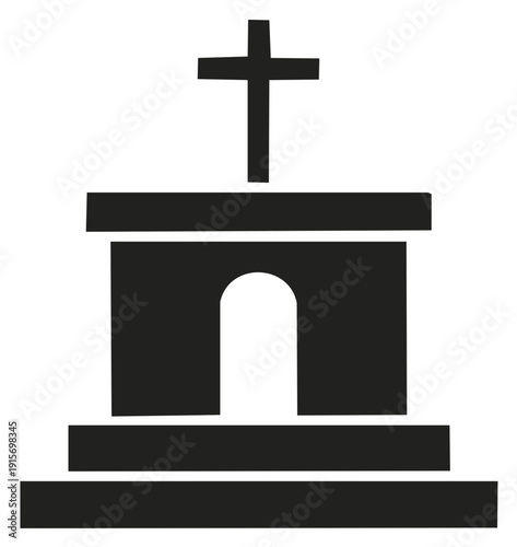 Silhouette of a religious shrine with a cross on top