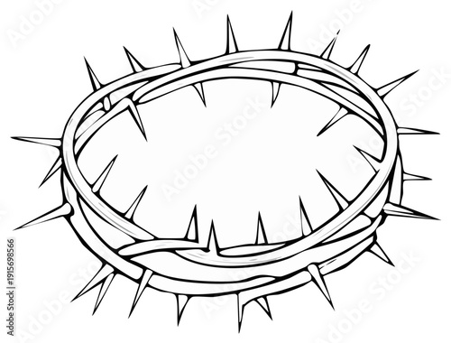Crown of Thorns Religious Symbol Line Art Drawing