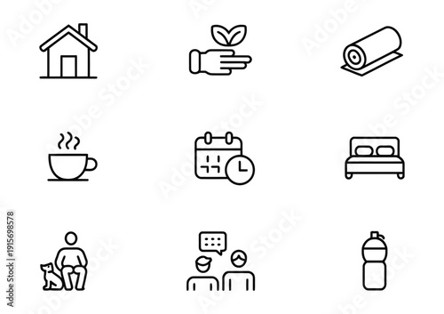 Vector illustration of summer icons including watermelon, barbecue, and refreshing drinks