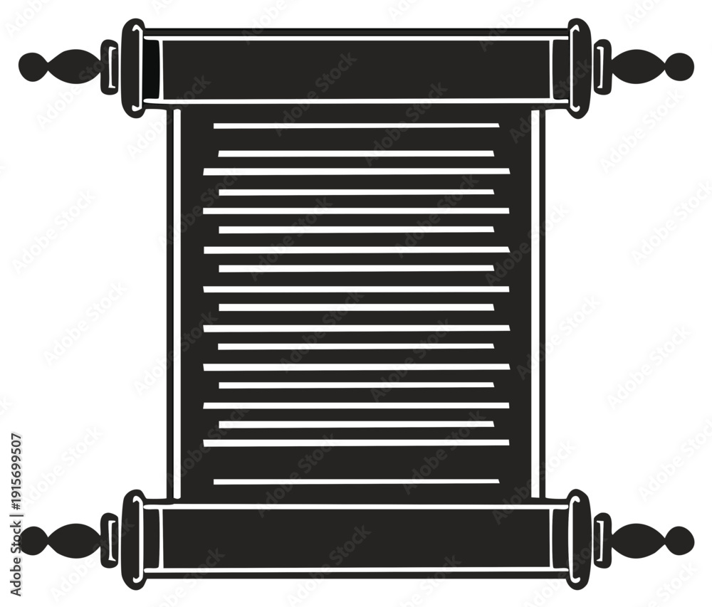 Fototapeta premium Ancient Scroll Silhouette Illustration