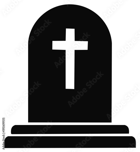 Silhouette of a Gravestone with a Cross Symbol
