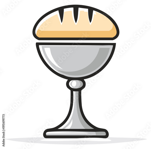Communion Chalice with Bread Illustration for Church Ceremony