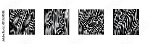 Wood grain textures: flat vector icons set of timber, lumber, and natural patterns