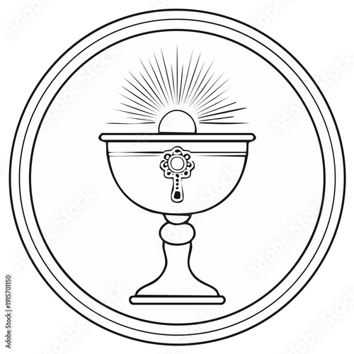 Religious Chalice with Sacred Host and Rays of Light Illustration