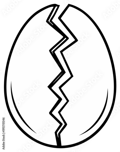 Cracked Easter Egg Outline Symbol for New Beginnings and Life
