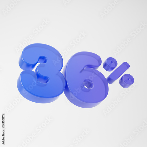 Fotografie Transparent purple thirty six percent or 36 % isolated over white background