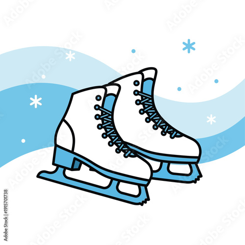 Illustration of ice skates on a winter background