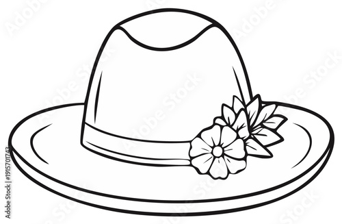 Elegant wide brim hat adorned with floral embellishments for stylish occasions