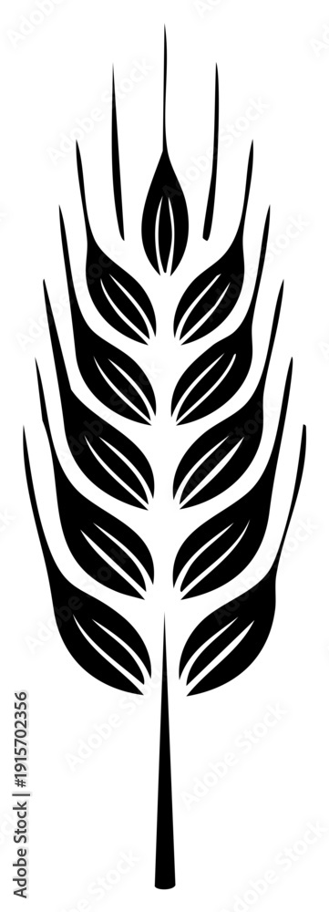 Obraz premium Stylized black wheat stalk graphic design agriculture concept